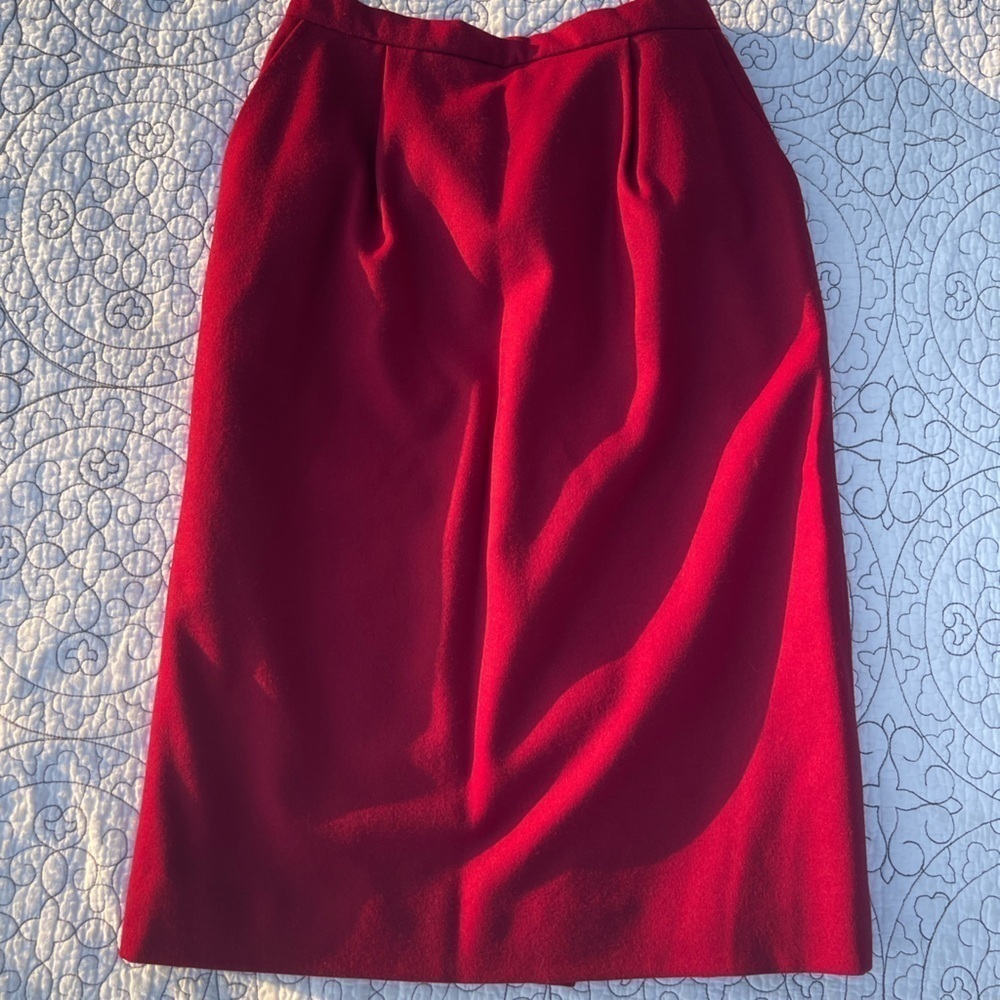 Vintage Pendleton Cherry Red Wool Pencil Skirt Size 10